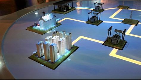 Dynamic model presentation for smart grid on Behance Future Museum, Interactive Table, City Grid, Interactive Museum, Interactive Exhibition, City Layout, Luxury Closets Design, Interactive Media, 3d Printer Diy