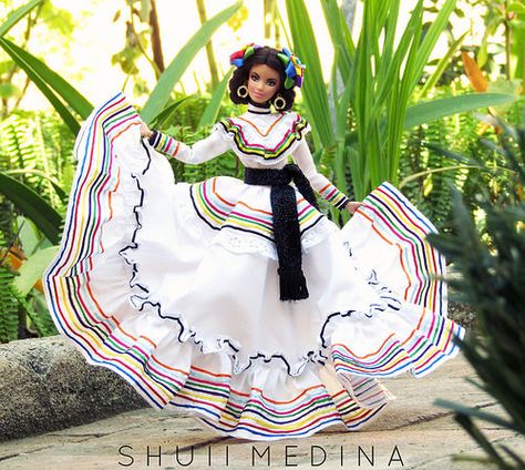 Barbie Fever, Folklorico Dresses, Mexican Dolls, Folklore Dress, Ballet Folklorico, Mexican Doll, Play Barbie, Barbie Collector Dolls, Mexican Fashion