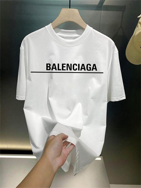 Balenciaga Shirt, Embroidery Neck Designs, Neck Designs, Branded T Shirts, Balenciaga, Mens Shirts, T Shirt