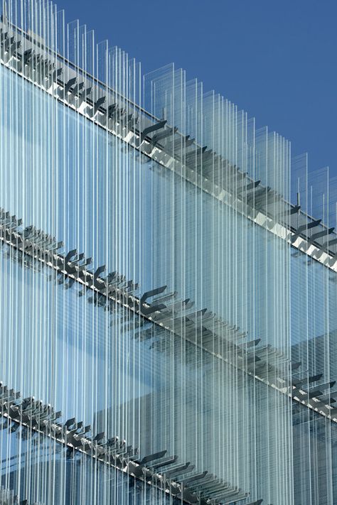 This Building Saves Energy with a Pioneering Triple-Layer Glass Facade,© Adrien Buchet Glass Louvers, Glass Facade, Building Skin, Advantages Of Solar Energy, Green Facade, Glass Building, Glass Structure, Glass Facades, Curtain Wall