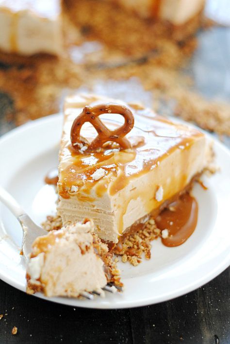 No Bake Peanut Butter Cheesecake with Dulce de Leche and Pretzel Crust | www.somethingswanky.com No Bake Peanut Butter Cheesecake, Pretzel Crust, No Bake Peanut Butter, Butter Caramel, Peanut Butter Pretzel, Peanut Butter Cheesecake, Caramel Cheesecake, S'mores, Peanut Butter Recipes