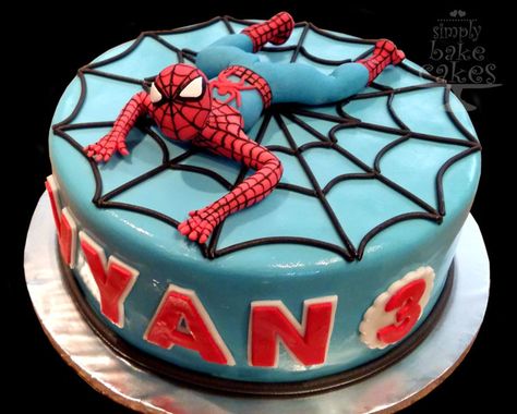 8" chocolate cake with butterscotch frosting, fondant details and spiderman... Cake With Spiderman, Spiderman Fondant Cake, Snake Cakes, Spiderman Cake Topper, Spiderman Birthday Cake, Topper Fondant, Superhero Birthday Cake, Novelty Birthday Cakes, Man Cake