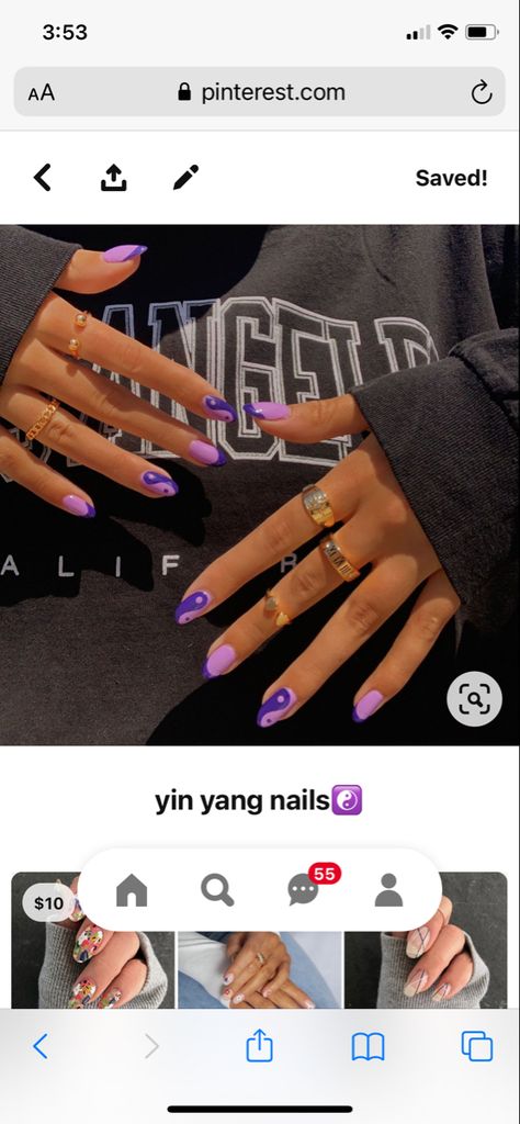 Purple Yin Yang Nails, Yin Yang Nails, Yin Yang, Swag Nails, Hair Straightener, Nails, Purple, Beauty