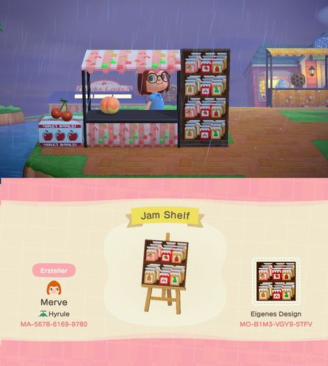 Acnh Jam Stand, Fruit Stall Acnh, Acnh Fruit Stand Code, Acnh Fruit Sign Design Code, Acnh Bakery Stall Codes, Animal Crossing Market Sign, Acnh Fruit, Fruit Stall, Art Notes