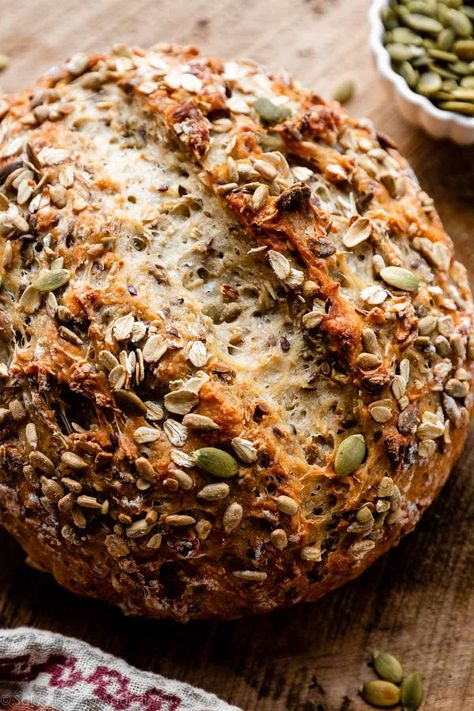 No Knead Seeded Oat Bread Oat Bread Recipe, Types Of Seeds, Oat Bread, Dutch Oven Bread, Artisan Bread Recipes, Seed Bread, Sally's Baking, Dough Ingredients, Healthy Bread