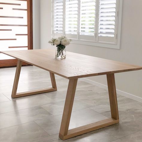 Stark Timber Dining Table - Scandinavian Design by RAW Sunshine Coast White Leg Dining Table, American Oak Dining Table, White Oak Dining Table Modern, White Oak Dining Room Table, Light Wood Dining Table, White Oak Dining Table, Oak Dining Room Table, White Oak Table, Dining Room Decorating Ideas