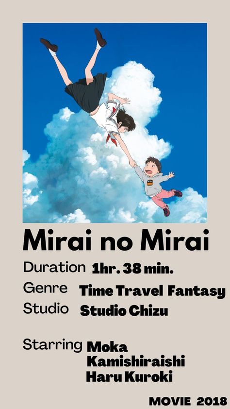 Mirai Movie, 2018 Movies, Movie Genres, Anime Movies, Me Me Me Anime, Time Travel, Movie Poster, Drama, Movie Posters