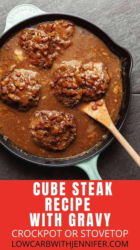 Meal Prep For The Family, Crockpot Cubed Steak And Gravy Easy, Simple Suppers Healthy, How To Make Cube Steak Tender, Venison Cube Steak Recipes, Crock Pot Cube Steak Recipe, Venison Cube Steak, Cubed Steak Recipes, Cube Steak With Gravy