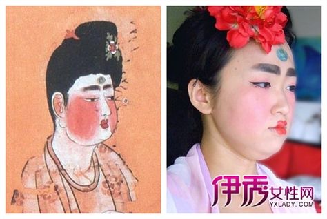 A comparison of a painting and the student's imitation. I like her use of kohl to enhance the shape of her eyes. The "phoenix" shaped eye (丹凤眼) is a traditionally admired eye shape in China. Umbrella Term, I Like Her, Chinese People, Eye Shape, Chinese Clothing, Her Eyes, Qing Dynasty, Eye Shapes, The Shape