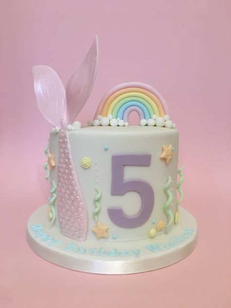 Rainbows And Mermaids Party, Mermaid Rainbow Party, Unicorn And Mermaid Cake, Rainbow Mermaid Unicorn Cake, Rainbow Mermaid Cake, Rainbow Mermaid Birthday Party, Number 7 Mermaid Cake, Fairytale Birthday Cake, Kitty Mermaid Cake