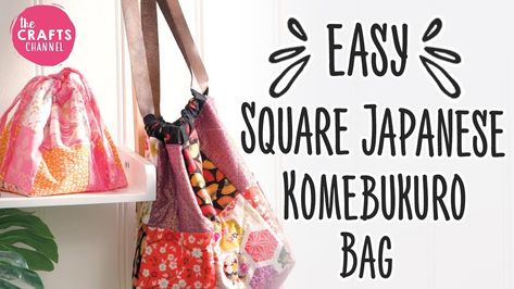 Komebukuro Bag, Japanese Rice Bag, Cross Stitch Free, Drawstring Bag Pattern, Hexagon Patchwork, Rice Bag, Rice Bags, Sewing Magazines, Japanese Rice