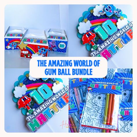 The Amazing World Of Gumball Birthday, Gumball Decorations, Amazing World Of Gumball Birthday Party, The Amazing World Of Gumball Party, Gumball Printable, Gumball Party Favors, Gumball Party, Pringles Can, Monthly Pictures