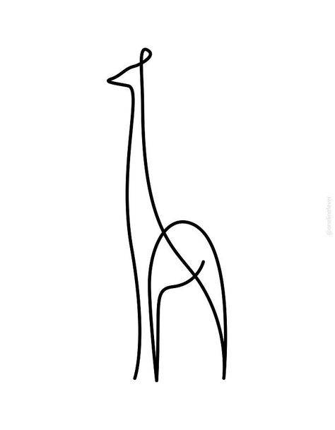 Single Line Animals, One Line Giraffe, One Line Rabbit, Line Animals, One Line Animals, One Line Drawings, Giraffe Tattoo, Giraffe Drawing, Giraffe Illustration