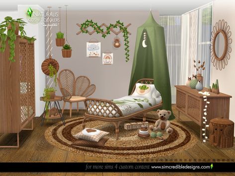 Sims 4 Cc Boho Dining Room, Sims 4 Boho Cc Furniture, Cottagecore Furniture, Cottagecore Bed, Boho Toddler Room, Hippie Furniture, Sims 4 Beds, Sims Furniture, Furniture Cc