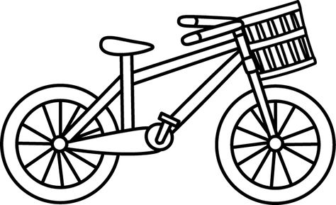 Black and White Bicycle with a Basket Bicycle Animation, Bike Clipart, Purple Bicycle, Girl On Bike, Cycle Pictures, Bicycle With Basket, Green Bicycle, Animated Clipart, Pink Bicycle