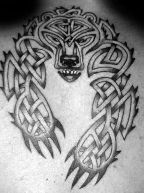 20 Celtic Bear Tattoo Designs For Men - Tribal Ink Ideas Celtic Bear Tattoo, Tattoo Stencil Paper, Celtic Wolf Tattoo, Celtic Tattoos For Men, Celtic Bear, Celtic Tattoo Designs, Tattoo Hip, Bear Tattoo Designs, Bird Water