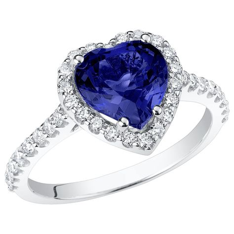 Blue Sapphire and Diamond Ring in 14K Gold 3.50 Ct Heart | T10010FWBSP – Peora Painted Skies, Statement Rings Diamond, Sapphire And Diamond Ring, Sapphire Engagement Ring Blue, Gold Price, Sapphire Gemstone, Engagement Rings Sapphire, Perfect Ring, Jewelry Gift Box