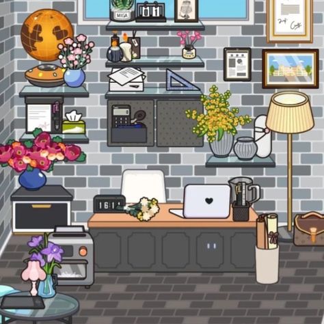 ⩇ּ⩇  ʿ  ɞ   ࣪ ˖ 𓂃 𝗰𝗿𝗲𝗱𝗶𝘁 : @/lifegamestyle ( on insta ) Toca Life World Aesthetic Pfp, Office Idea, Free House Design, Adorable Homes Game, Toca Life, Avatar World, House Room, House Inspo, Room Design