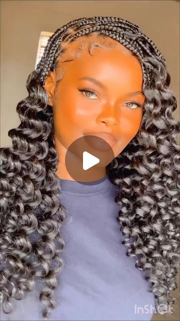 Cornrows In Front Curly In Back, Cornrows With Curly Hair, Flex Rod Curls, Black Braid Styles, Rod Curls, Braided Styles, Stitch Braids, Fulani Braids, Hair Fashion