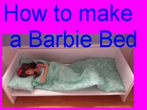 Barbie Doll Bed, Homemade Barbie House, Barbie Bed, Doll Bed Diy, Make A Bed, Barbie House Furniture, Superhero Baby Shower, Diy Barbie House, Barbie Knitting Patterns