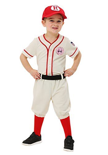 Fun Costumes Boys A League Of Their Own Toddler Jimmy Costume 18 Months: Okay, okay. So even we'll admit that when you suit up your toddler in this A League of Their Own costume, there might just be a little bit of crying. But that's what happens when you put a two year old in charge of a women's professional baseball team!All kidding aside, this officially licensed Rockford Peaches Jimmy costume for toddlers will transform any little one into the tough talking, heavy drinking, poor ... Baseball Player Costume, Baseball Costumes, Rockford Peaches, No Crying In Baseball, A League Of Their Own, League Of Their Own, Spandex Shirts, All American Girl, Knee Pants