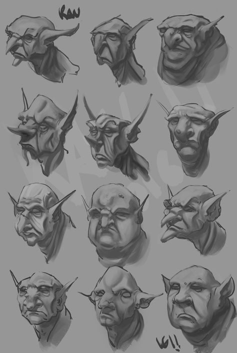 Monster Face Drawing, Goblin Character Art, Goblin Concept Art, Goblin Reference, Goblin Illustration, Goblin Sketch, Goblin Face, Goblin Drawing, Robert Marzullo