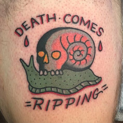 Rad Tattoo Ideas, Comical Tattoos, Weird Traditional Tattoo, American Traditional Filler Tattoo, Snail Tattoo, Ram Tattoo, Bug Tattoo, Old School Tattoo Designs, Traditional Tattoo Art