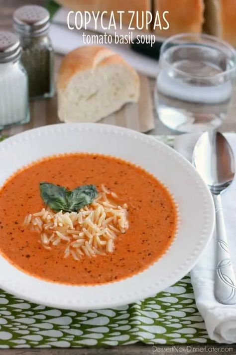 Zupas Tomato Basil Soup, Bisque Soup Recipes, Tomato Basil Soup Recipe, Bisque Soup, Basil Soup, Tomato Basil Soup, Lobster Recipes, Orzo Pasta, Sauteed Vegetables