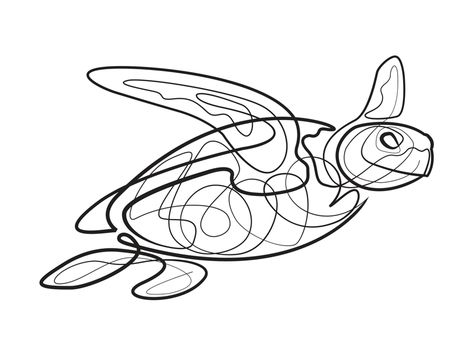 Cute Turtle Art, Sea Turtle Artwork, Sea Turtle Tattoo, Turtle Tattoo Designs, Turtle Drawing, Marquesan Tattoos, Single Line Drawing, Turtle Tattoo, Turtle Art