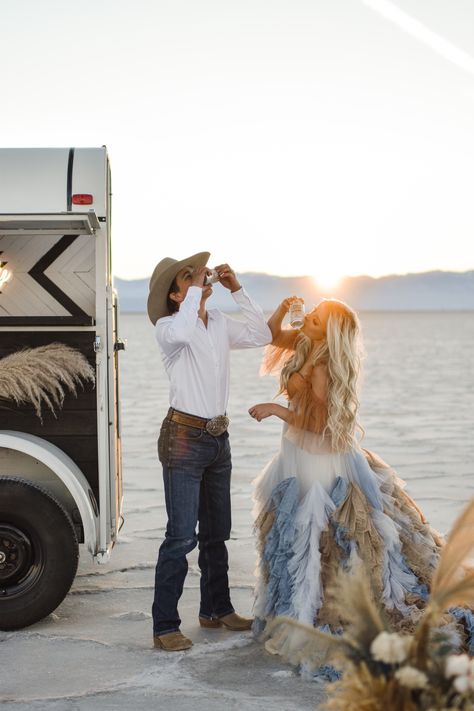 old horse trailer and turned it into a mobile bar for any event. Weddings, bridal showers, baby showers, you name it! 💐 Follow Our Socials: @thepartycrasher.co • • #rusticwedding #western #boho #weddings #mobilebar #weddingprop #bridalshower #photoprop @itstaylorrousseau Taylor Rousseau #photoshoot #westernphotoshoot western fashion Horse Trailer Senior Pictures, Fall Horse Trailer Photoshoot, Horse Trailer Photoshoot, Taylor Rousseau, Cowboy Pregnancy Announcement, Western Maternity Pictures With Horses, Western Couple Photoshoot, Western Couple, Western Photo Shoots