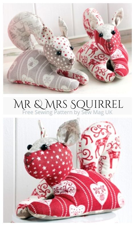 DIY Fabric Squirrel Toy Free Sewing Patterns | Fabric Art DIY Squirrel Sewing Pattern Free, Soft Toy Patterns Free Templates Sewing, Dog Toy Patterns Free Sewing, Diy Stuffed Animals Easy Free Pattern, Fabric Squirrel, Animal Stuffies, Memory Animals, Animals Sewing, Fabric Art Diy