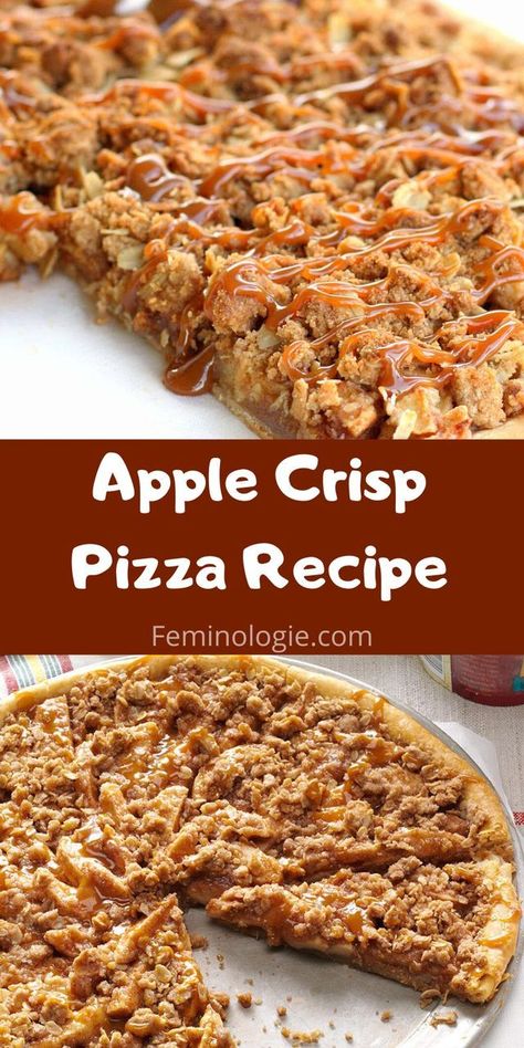 Apple Crisp Pizza Recipe - | Dessert pizza recipes, Desserts, Delicious desserts Apple Pie Dessert Pizza, Homemade Caramel For Turtles, Ways To Use Vanilla Pudding, Breakfast Pie Crust Recipes, Apple Pie Pizza Recipe, Apple Pizza Recipe, Apple Dessert With Pie Crust, Easy Recipies Desert, Apples And Pie Crust Dessert Recipes