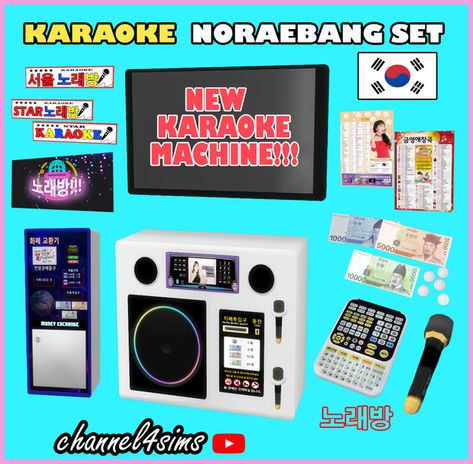 TS4: Karaoke Noraebang Set | channel4sims on Patreon Korean Decor, Korean Furniture, Japanese School Bag, Sims 4 Cheats, San Myshuno, Karaoke Room, The Sims 4 Pc, Sims 4 House Plans, Tumblr Sims 4