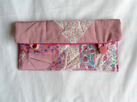 Exclusive and Unique Pink Scrappy Patchwork by DianeFrancesDesigns, £17.00 Scrappy Patchwork, Shabby Chic Bags, Patchwork Clutch, Quilted Clutch, Coat Pegs, Pink Clutch, Stone Wrapping, Patchwork Bags, Chic Bags