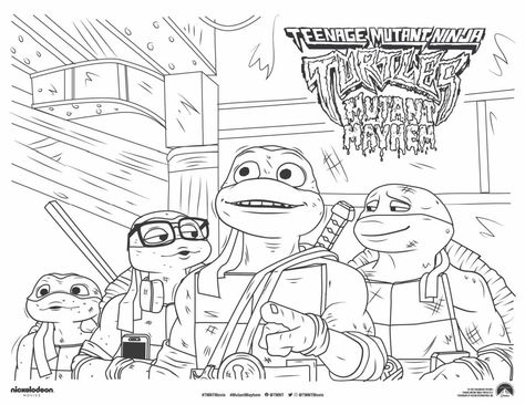 Enjoy this free printable TMNT coloring page featuring all four ninja turtles from the exciting new Mutant Mayhem movie. Tmnt Coloring Pages Free Printable, Teenage Mutant Ninja Turtles Color Pages, Ninja Turtle Printables Free, Leonardo Ninja Turtle Art, Tmnt Coloring Pages, Ninja Turtles Printables, Ninja Turtles Coloring Pages, Tmnt Mutant Mayhem, Ninja Turtle Coloring Pages