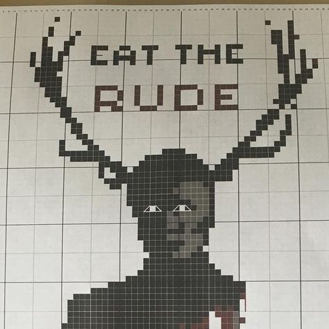 golgotha_tramp on Instagram: "My next cross stitch project in honour of meeting a very special person soon. @theofficialmads @madsmikkelsen.fanpage #londonfilmandcomiccon #londonfilmandcomiccon2017 #madsmikkelsen #wendigo #eattherude #hannibal #fannibals #crossstitch #crossstitchersofinstagram #threadbanger #idol #spiritanimal #punkcrossstitch #hipstercrossstitch" Hannibal Cross Stitch, Hannibal Pixel Art, Hannibal Wendigo, Pixel Crochet, How To Start Knitting, Crochet Tapestry, Special Person, Cross Stitch Art, Spirit Animal