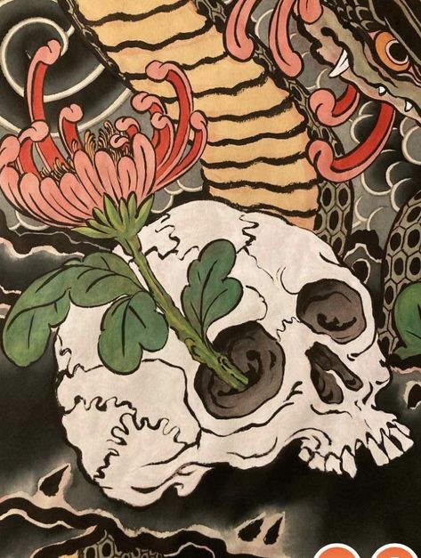 Japanese Skull Tattoo, Japanese Skull, Skull Sketch, Traditional Japanese Tattoos, Embroidery Bags, Japanese Tattoo, Japanese Traditional, Skull Tattoo, Floating