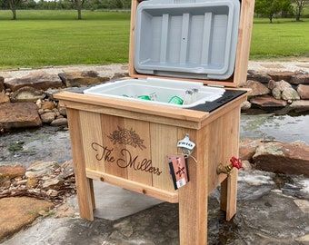 Backyard Cooler, Personalized Cooler, Wedding Coolers, Wood Cooler, Cooler Stand, Patio Cooler, Custom Cooler, Ice Chest Cooler, Furniture Sliders