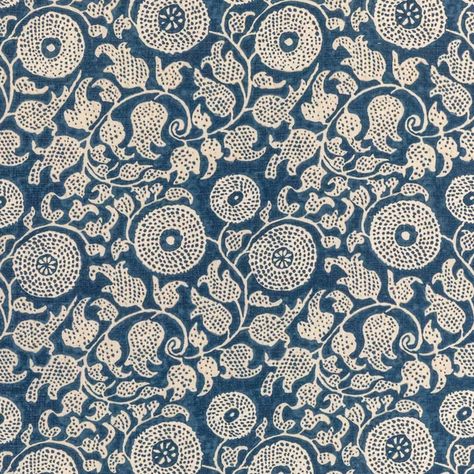 Printed Fabric Texture, Lee Jofa Fabric, Abc Print, Rhapsody In Blue, Floral Block Print, Indigo Fabric, Lee Jofa, Drapery Hardware, Fabric Houses