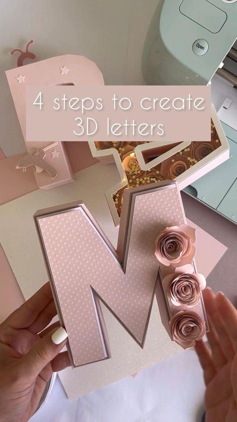 4 steps to make 3D letters in 2022 | Cricut projects, Cricut craft room, Diy cricut Alphabet 3d, Vinyle Cricut, Cricut Explore Projects, Idee Cricut, Projets Cricut, Cricut Projects Beginner, Diy Paper Crafts Decoration, Diy Crafts Paper Flowers, 3d Letters