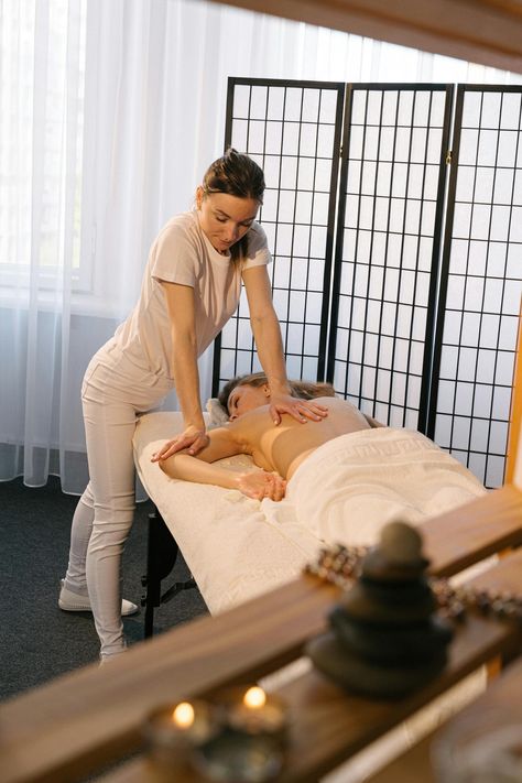 A Massage Therapist Massaging a Client's Back · Free Stock Photo Massage Pictures, Relax Spa, A Massage, Prayer Board, Massage Therapist, Free Stock Photos, Relaxation, Massage, A Woman