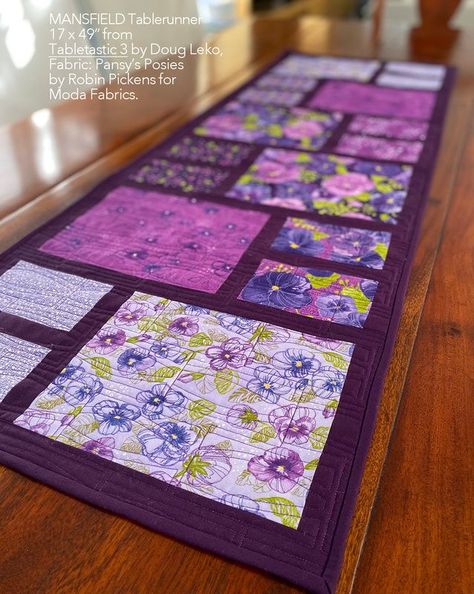 Mansfield table runner from Tabletastic 3 from Doug Leko in Robin Pickens Pansy's Posies Doug Leko, Quilt Books, Quilt Square Patterns, Sewing Basket, Quilt Square, Quilted Table Toppers, Table Runner Pattern, Sewing Baskets, Quilted Table