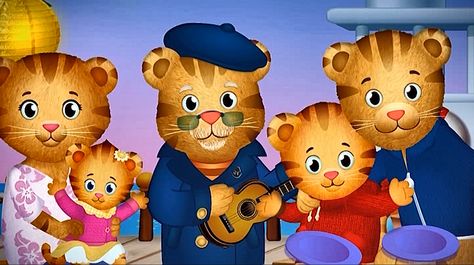 The Entire Tiger Family Daniel Tiger Family, Sid The Science Kid, Bible Songs For Kids, Tiger Family, Battle Tops, Mister Rogers, Daniel Tiger's Neighborhood, Tiger Birthday, Bible Songs