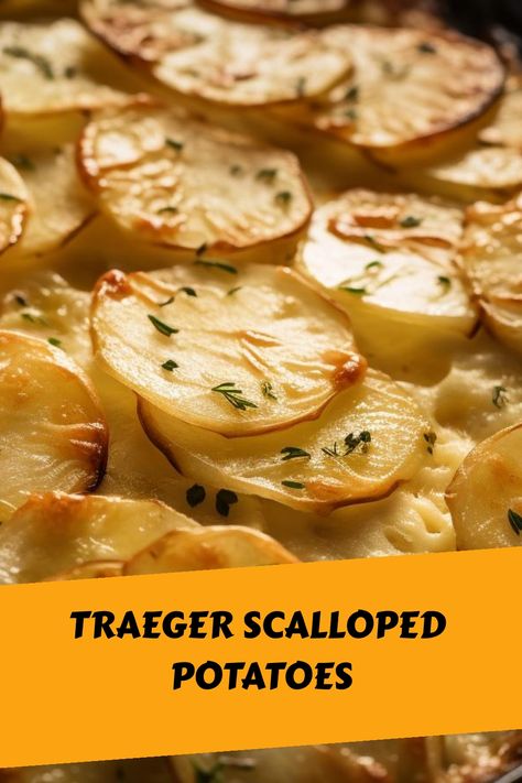 Grilled Scalloped Potatoes, Traeger Scalloped Potatoes, Smoked Scalloped Potatoes In Smoker, Traeger Potatoes Recipe, Traeger Potatoes, Smoked Potatoes In Smoker, Scalopped Potatoes Recipe, Smoked Scalloped Potatoes, Scalloped Potatoes With Cream