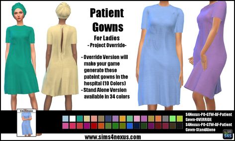 Ts4 Hospital, Patient Outfit, Hospital Clothes, Aesthetic Sims, Patient Gown, Sims 4 Challenges, Sims Baby, Die Sims 4, 4 Poses