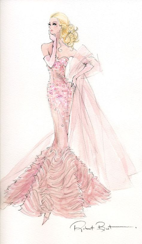 Robert Best - Barbie - BFMC Mermaid gown Pola Korset, Barbie Drawings, Robert Best, Vintage Fashion Sketches, Fashion Design Inspiration, Barbie Fashion Sketches, Mode Retro, Mode Rose, Dress Sketches