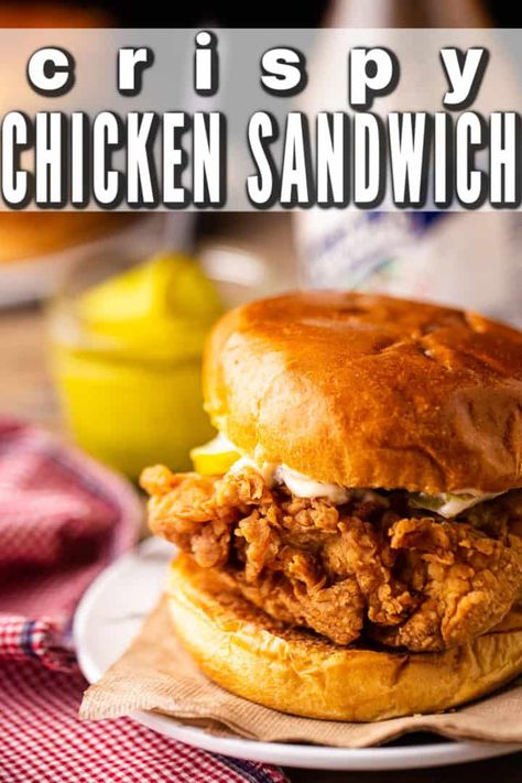 Fried Chicken Thigh Sandwich Recipes, Pan Fried Chicken Sandwich Recipes, Oven Fried Chicken Sandwich Recipes, Crunchy Chicken Sandwich, Fried Chicken Sandwich No Buttermilk, Crispy Fried Chicken Sandwich, Chicken Breast Sandwich Recipes, Homemade Chicken Sandwich, Fried Chicken Sandwich Recipe