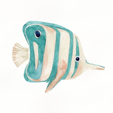 Copperband Butterfly Fish -  #Butterfly #Copperband #Fish Butterfly Fish Drawing, Creative Watercolor Paintings Ideas, Fish Sticks Recipes, Fishes Drawing, Abstract Fish Art, Summer Painting Ideas, Ocean Watercolor, Fish Ideas, Sea Artwork