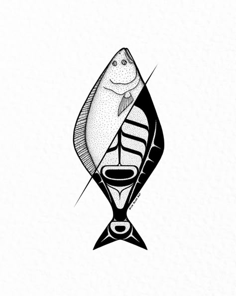 Tlingit Halibut Deisgn Native Alaskan Tattoo, Alaska Native Tattoo, Halibut Drawing, Halibut Tattoo, Ndc Logo, Alaskan Tattoos, Tlingit Art, Alaska Tattoo, Future Clothing