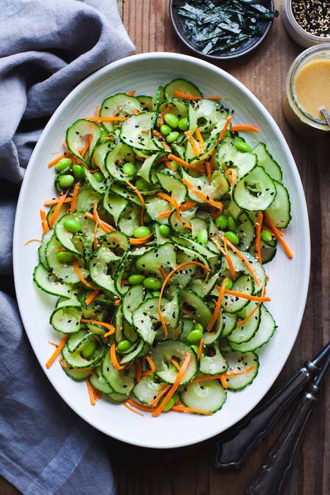 Sesame Ginger Miso Cucumber Salad Best Tuna Salad Recipe, Best Tuna Salad, Miso Recipe, Ginger Miso, Tuna Salad Recipe, Sesame Ginger, Miso Dressing, Cookout Food, Cucumber Salad